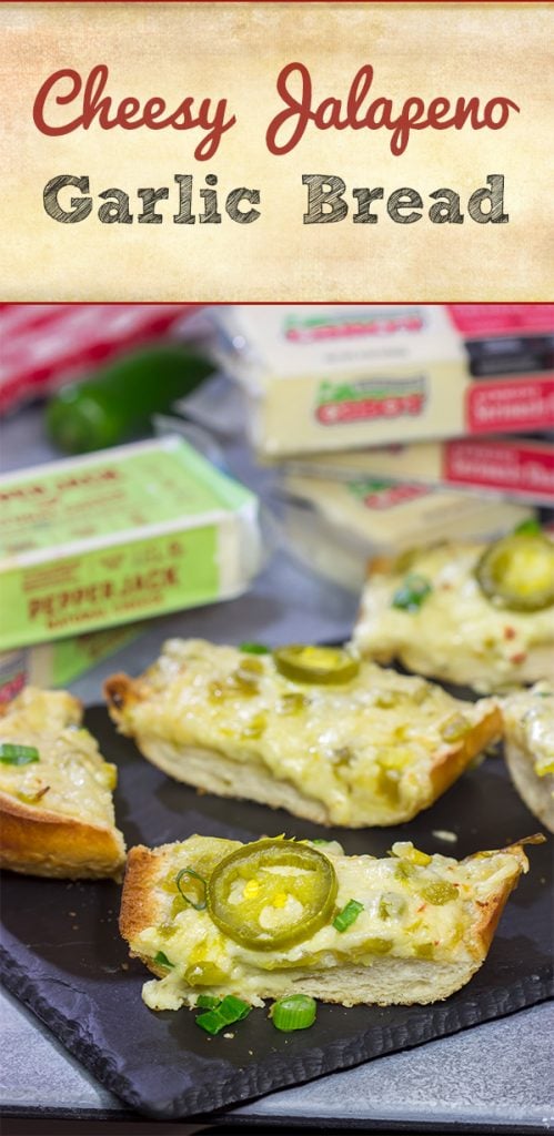 Topped with 2 types of cheese, this Cheesy Jalapeno Garlic Bread makes for a delicious addition to any meal!