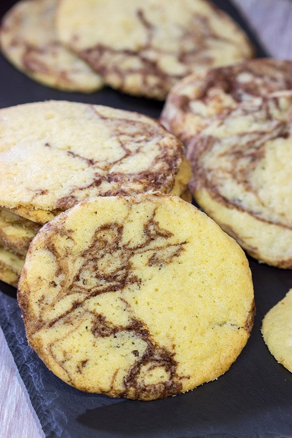 Swirled with a bit of melted chocolate, these Chinese Marble Cookies are a fun twist on a classic sugar cookie!