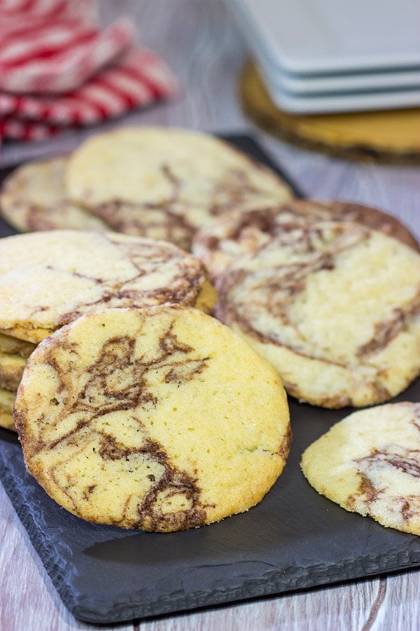 Swirled with a bit of melted chocolate, these Chinese Marble Cookies are a fun twist on a classic sugar cookie!