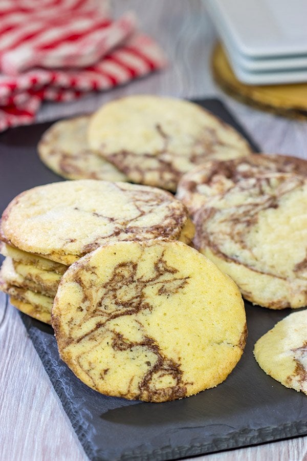 Swirled with a bit of melted chocolate, these Chinese Marble Cookies are a fun twist on a classic sugar cookie!