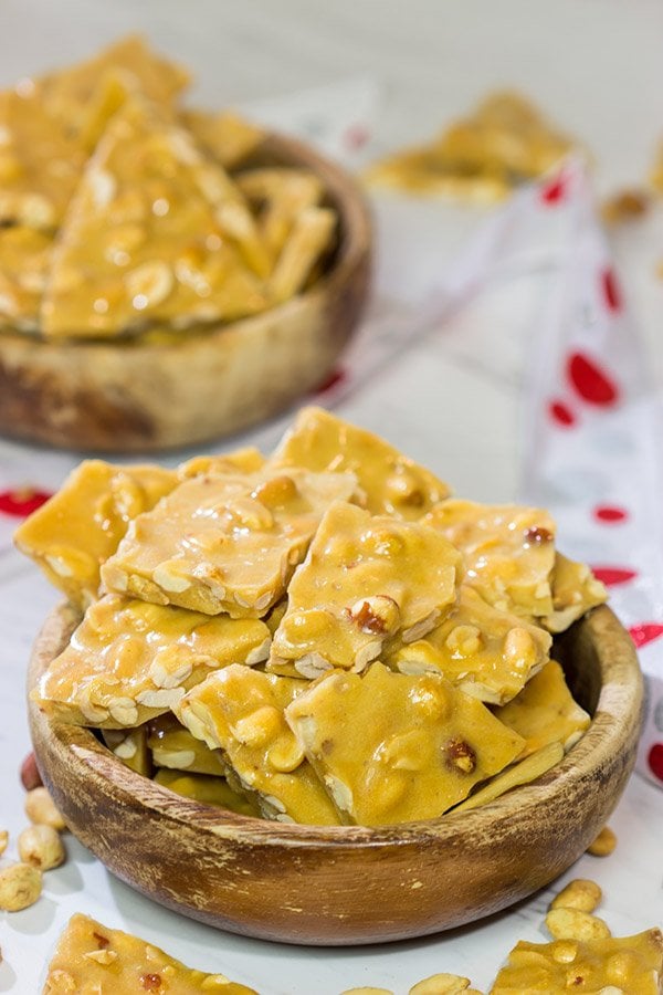 A little bit sweet, a little bit salty, this Old Fashioned Peanut Brittle is a delicious (and rather addicting) treat!  It's also surprisingly easy to make!