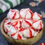 Add a festive touch to the holiday cookie tray with a batch of these Peppermint Meringues!  These light and airy treats are perfect for the holidays!