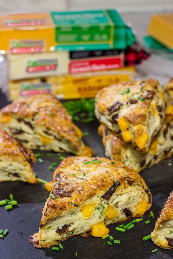 Packed with crispy bacon and melty cheese, these tasty Bacon Cheddar Scones are perfect for either morning brunch or as a side dish along with a bowl of soup!