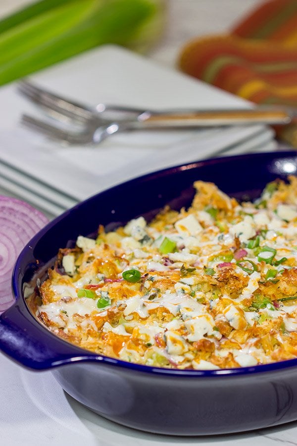 Using frozen pierogies as the base, this Buffalo Chicken Pierogi Bake is a delicious comfort food casserole...and it can be made on a weeknight, too!