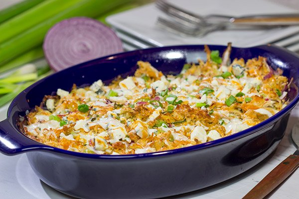 Using frozen pierogies as the base, this Buffalo Chicken Pierogi Bake is a delicious comfort food casserole...and it can be made on a weeknight, too!