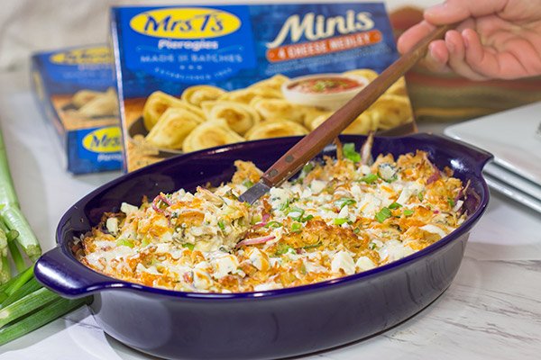 Using frozen pierogies as the base, this Buffalo Chicken Pierogi Bake is a delicious comfort food casserole...and it can be made on a weeknight, too!