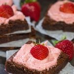 Do you like chocolate-covered strawberries?  Then you'll love these Chocolate Brownies with Strawberry Buttercream!