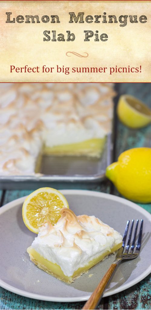 Looking to feed a bunch of folks for a summer picnic?  Then put this Lemon Meringue Slab Pie on the menu!  It's a lot of pie...in the best way possible!