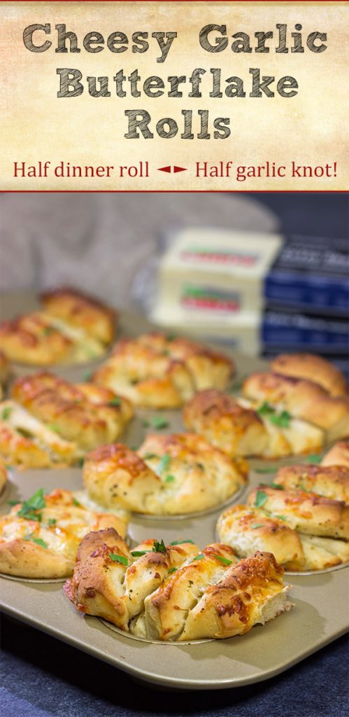 Half pull-apart roll, half garlic knot, these Cheesy Garlic Butterflake Rolls are a fun and delicious way to add flavor to the dinner table. Bake up a batch today!