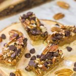 These Dulce de Leche Turtle Cookie Bars feature a shortbread cookie crust topped with dulce de leche, pecans and chocolate chips.  Yum!