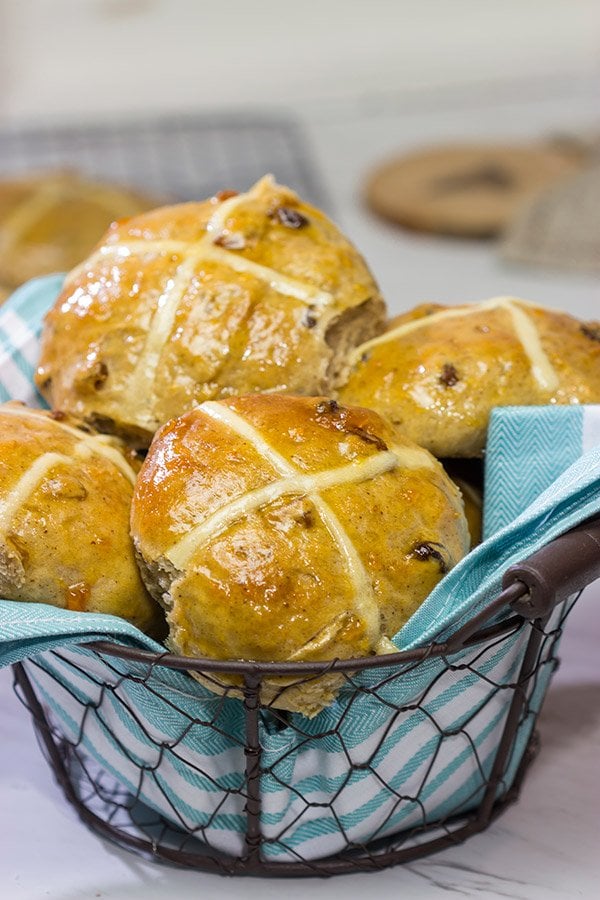 Heavily flavored with traditional baking spices, citrus zest and raisins, these Hot Cross Buns are a delicious way to start the morning!
