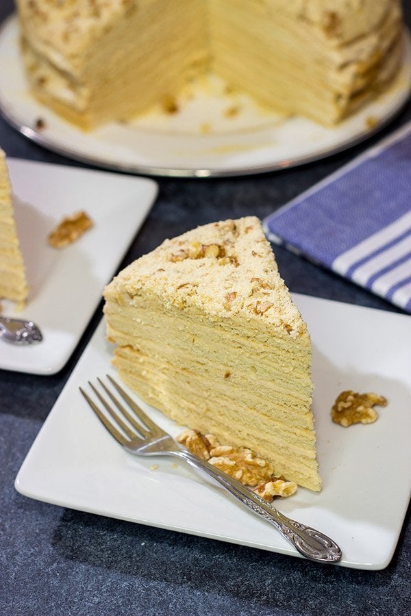 Medovik, also known as Czech Honey Cake, is a popular (and delicious) sweet treat. There are 15 layers of goodness on this dessert...take a bite today!
