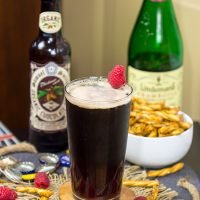Have you ever tried layering beers? This Chocolate Raspberry Stout is a fun combination of flavors! It starts with raspberry taste at first, but finishes with chocolate. Cheers!
