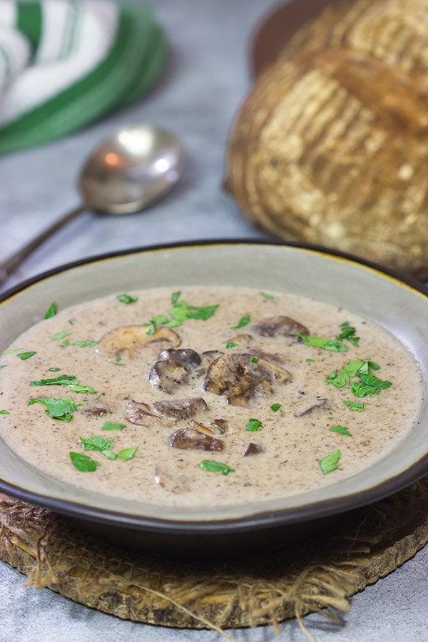 Warm up with a bowl of soup!  This Cream of Mushroom Soup is packed with flavor - it's the perfect comfort food for a cold winter day!