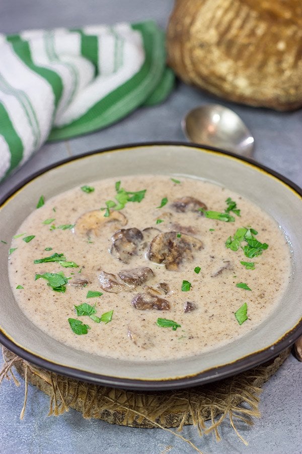 Warm up with a bowl of soup!  This Cream of Mushroom Soup is packed with flavor - it's the perfect comfort food for a cold winter day!