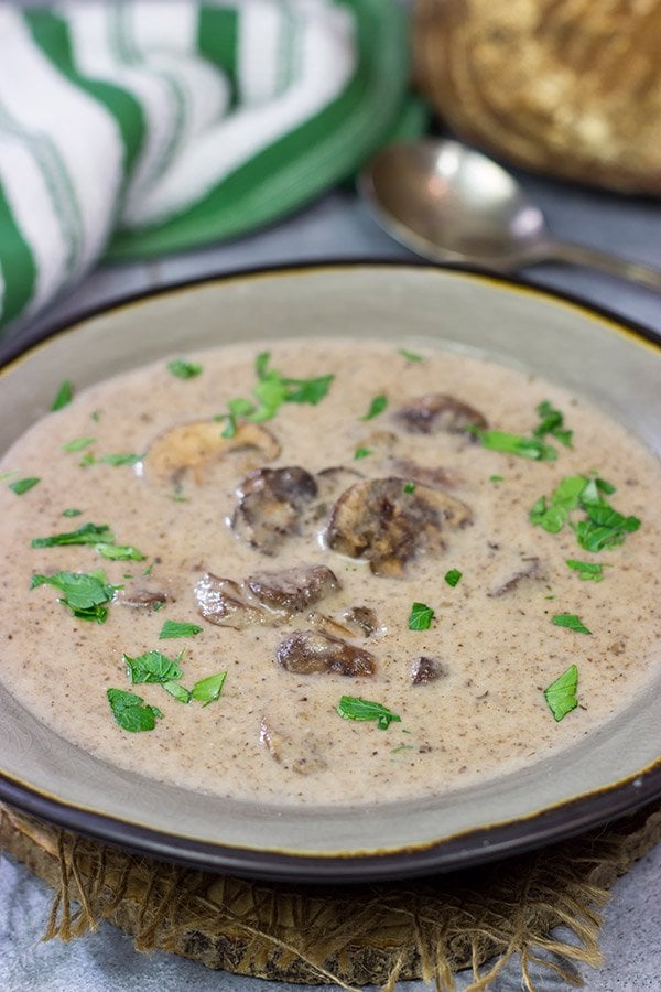 Warm up with a bowl of soup!  This Cream of Mushroom Soup is packed with flavor - it's the perfect comfort food for a cold winter day!