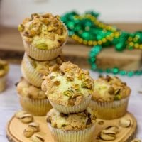 These tasty Pistachio Muffins are packed with chopped pistachios...but don't forget about the brown sugar streusel on top!