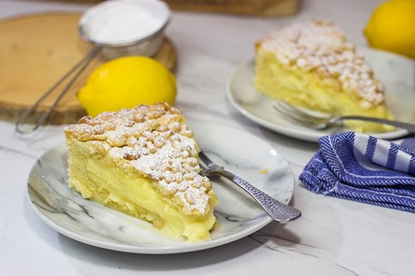 Topped with pine nuts and a dusting of powdered sugar, the Torta della Nonna features a lemon vanilla custard inside of a cookie-like crust. It's delicious!