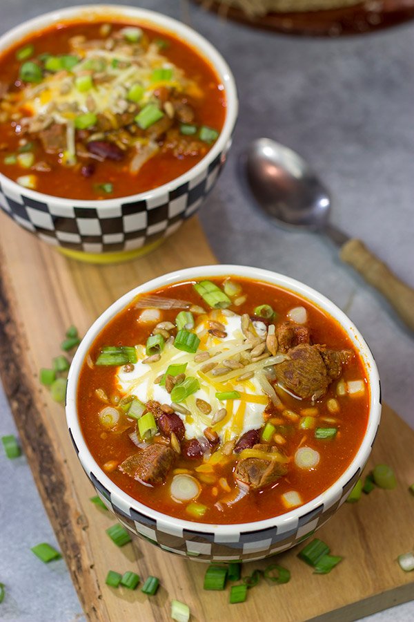 This flavorful Ribeye Chili is packed with smoky, beefy flavor. It's a great way to warm the belly on a cold winter day!