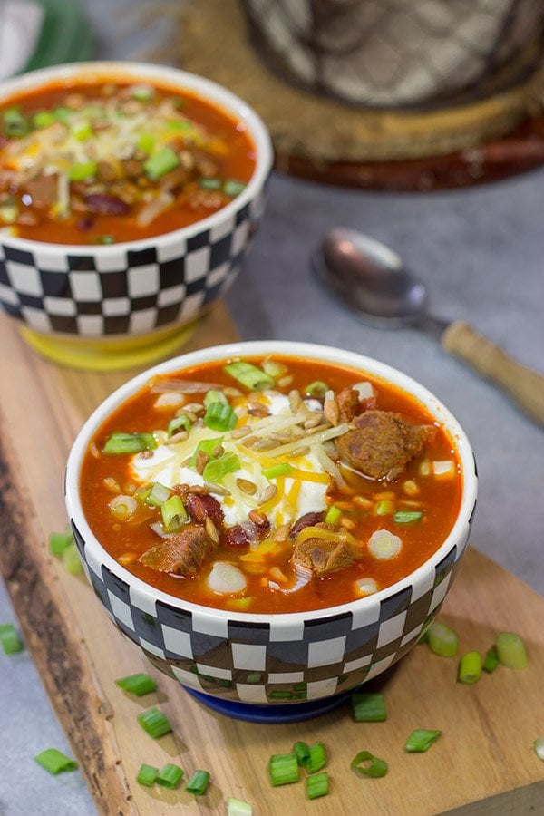 This flavorful Ribeye Chili is packed with smoky, beefy flavor. It's a great way to warm the belly on a cold winter day!