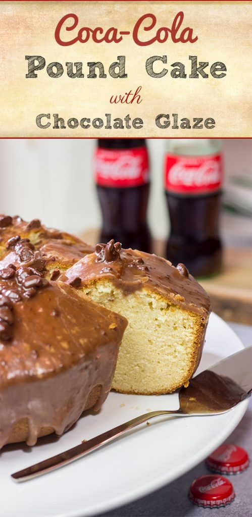 Topped with a chocolate glaze, this Coca Cola Pound Cake is a unique dessert idea! Grab a slice today!