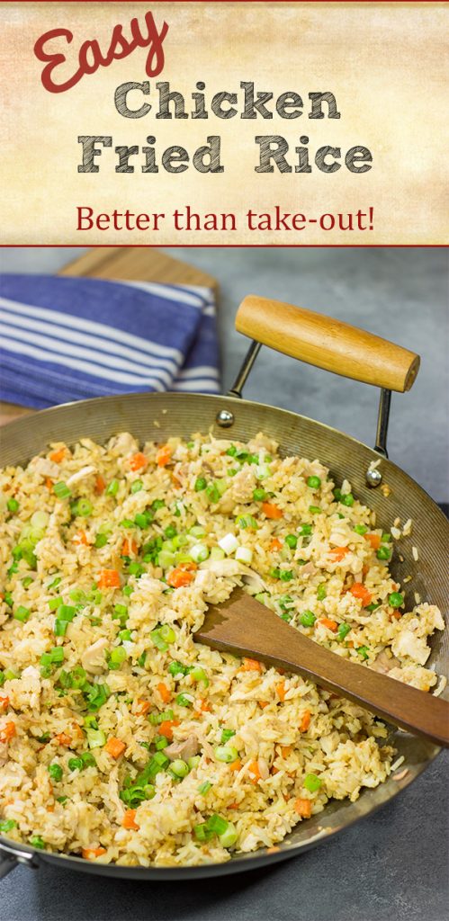 Making the rice in advance and using a rotisserie chicken makes this Easy Chicken Fried Rice a meal that comes together in just 10 minutes...yup, 10 minutes!