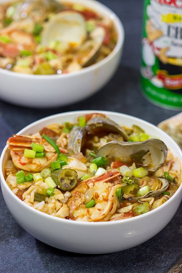 Packed with 3 types of shellfish, a bowl of this Seafood Gumbo is a flavorful way to warm up on a chilly winter day!