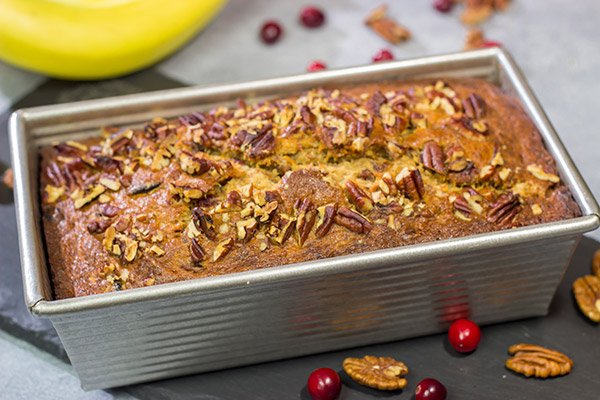 Extra cranberry sauce?  Not a problem!  Mix it into this Cranberry Banana Bread for a morning treat that'll have the whole family asking for more!