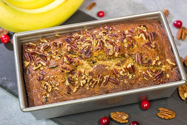 Extra cranberry sauce?  Not a problem!  Mix it into this Cranberry Banana Bread for a morning treat that'll have the whole family asking for more!