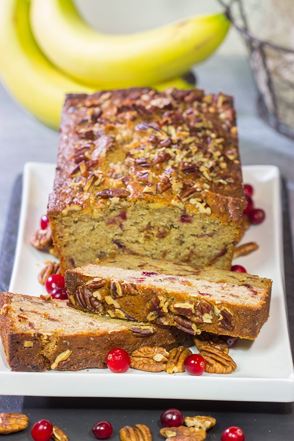 Extra cranberry sauce?  Not a problem!  Mix it into this Cranberry Banana Bread for a morning treat that'll have the whole family asking for more!