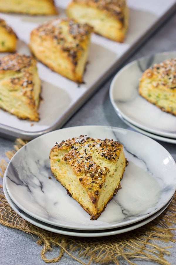 If everything seasoning is good on a bagel, then it's great on these Everything Bagel Scones! Serve for brunch or alongside a hot bowl of tomato soup!