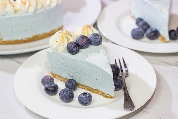 Featuring a creamy cheesecake on top of a vanilla wafer crust, this No Bake Blueberry Cheesecake is perfect for hot summer days!