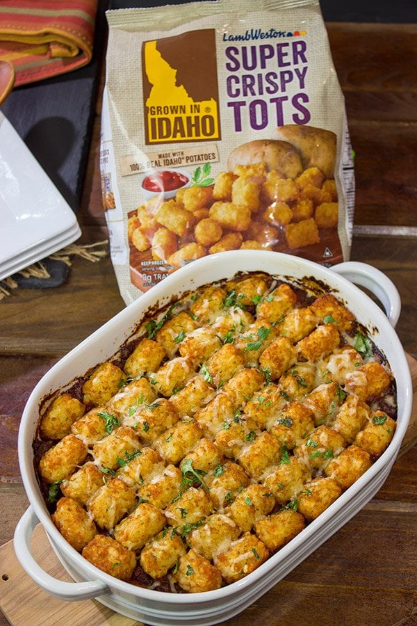 Looking for the ultimate winter comfort food meal?  This Tater Tot Chili Casserole starts with a classic ground beef chili...and then gets topped with crispy tots!