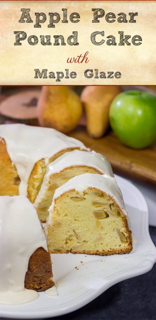 Looking for a fun Autumn dessert? This Apple Pear Pound Cake features apples and pears with a bit of maple syrup - it's a tasty way to welcome in the season!