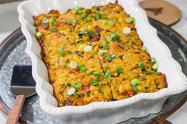 Put a Cajun spin on a classic Autumn recipe with this Cajun Cornbread Biscuit Dressing! From cornbread to biscuits to Andouille sausage, this recipe includes a number of Southern favorites!
