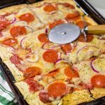 This Pepperoni Pan Pizza features an easy, homemade pizza dough that can be ready in just 20 minutes.  Make tonight a pizza night!