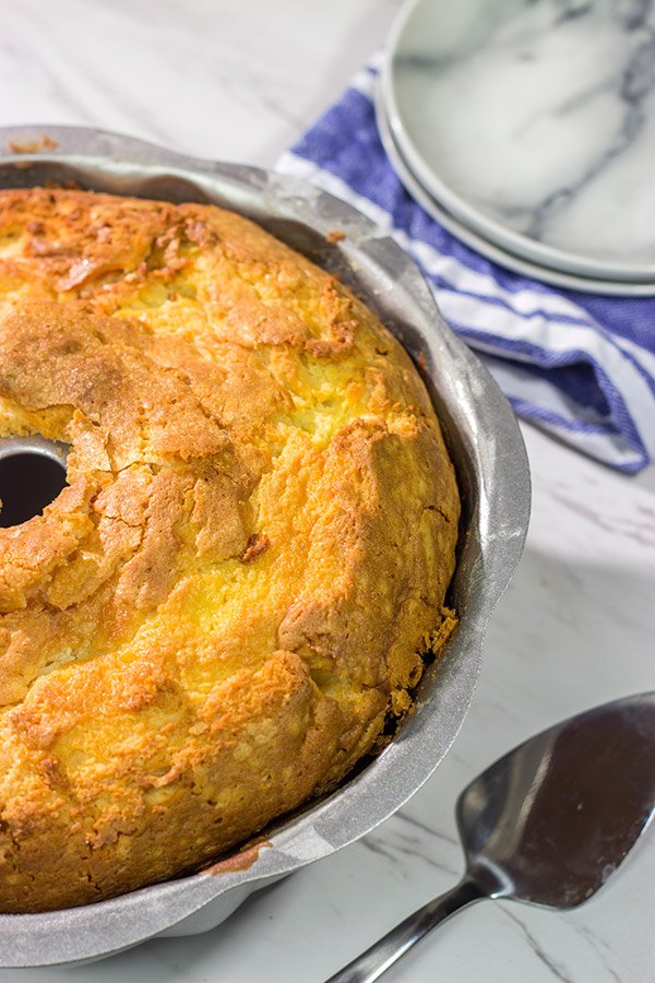 Looking for a tasty dessert idea?  Try using cream cheese in place of some of the butter in a pound cake.  This Cream Cheese Pound Cake is a fun and unique sweet treat!