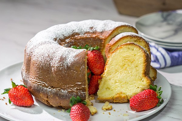 Looking for a tasty dessert idea?  Try using cream cheese in place of some of the butter in a pound cake.  This Cream Cheese Pound Cake is a fun and unique sweet treat!