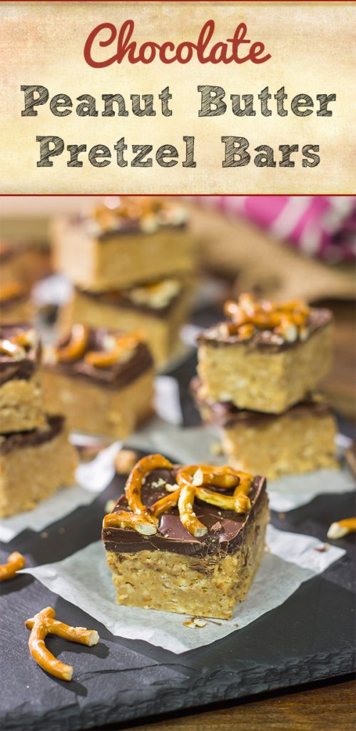 Featuring a tasty combination of peanut butter, chocolate and pretzels, these Chocolate Peanut Butter Pretzel Bars will become a new family favorite!