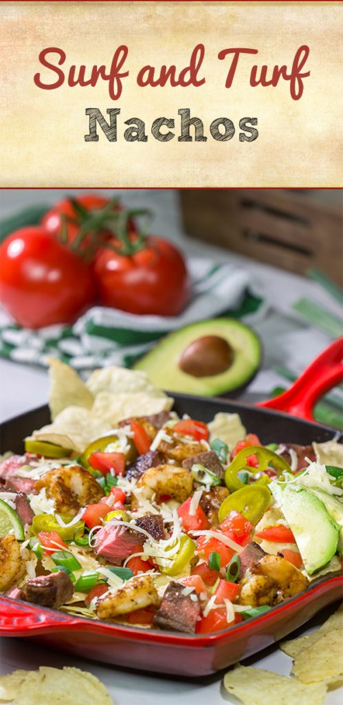 Put a comfort food spin on a classic restaurant favorite. These Surf and Turf Nachos are topped with juicy steak and flavorful shrimp - whip up a batch for dinner this weekend!
