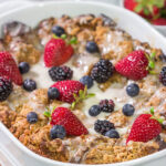 Wondering what to do with a pack of slightly stale bagels?  Turn 'em into this delicious Bagel French Toast Casserole!