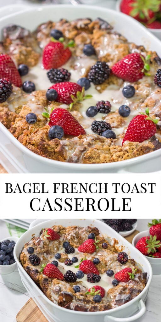 Wondering what to do with a pack of slightly stale bagels? Turn 'em into this delicious Bagel French Toast Casserole!