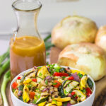 If you're looking for a tasty summer side dish, then look no further!  This Vidalia Onion, Bourbon and Sorghum Vinaigrette with Black Eyed Pea Salad is packed with flavor!