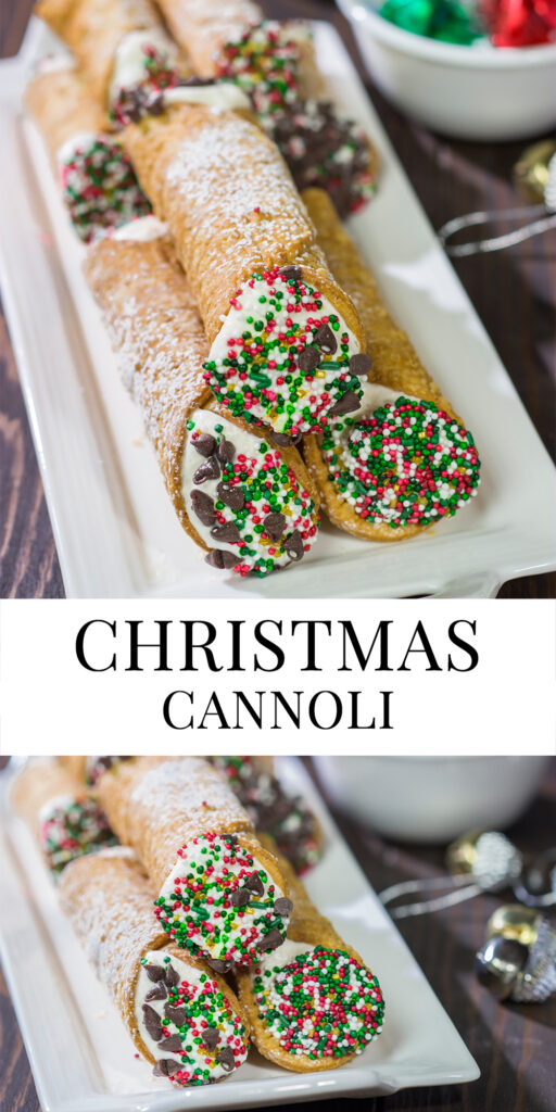 Leave a cannoli for Santa this year! These Christmas Cannoli are a fun (and easy) way to mix up the traditional Christmas cookie plate.