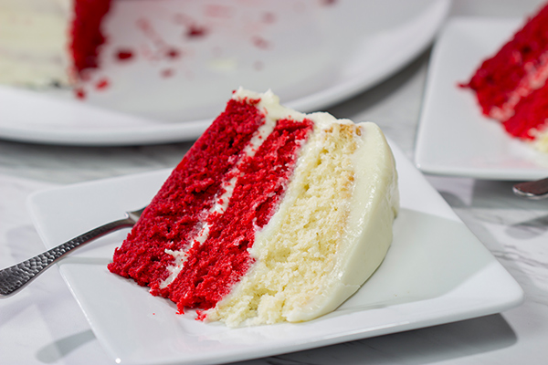 Looking for a fun red velvet dessert idea? Bake up this Red Velvet Ombre Cake! It's a tasty dessert with a unique 'wow' factor when you slice into it!