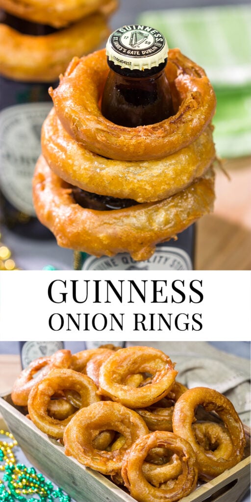 These Guinness Battered Onion Rings are a classic beer-battered onion ring...using Guinness! They're tasty any time of the year, but they're especially fun for St. Patrick's Day!