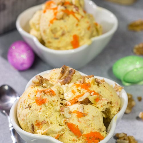 Love the flavors of carrot cake? Try 'em in ice cream! This Carrot Cake Ice Cream is extra creamy and packed with all of the baking spices found in a classic carrot cake.