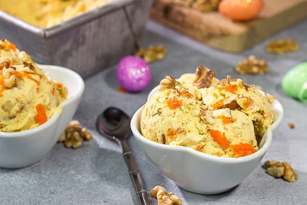 Love the flavors of carrot cake? Try 'em in ice cream! This Carrot Cake Ice Cream is extra creamy and packed with all of the baking spices found in a classic carrot cake.