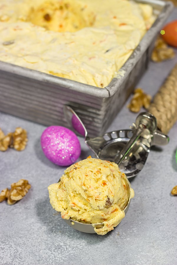 Love the flavors of carrot cake? Try 'em in ice cream! This Carrot Cake Ice Cream is extra creamy and packed with all of the baking spices found in a classic carrot cake.