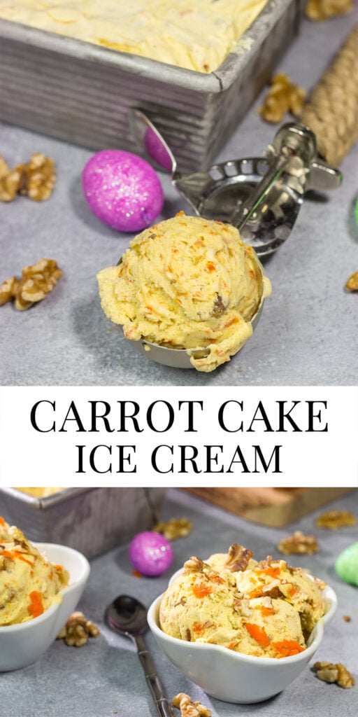 Love the flavors of carrot cake? Try 'em in ice cream! This Carrot Cake Ice Cream is extra creamy and packed with all of the baking spices found in a classic carrot cake.
